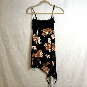 Weworewhat Women's Black Floral Lace Asymmetrical Hem Slip Dress XS NWT